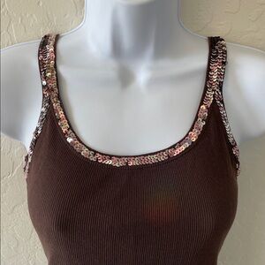BCBGMaxAzria Brown Camisole with Sequin Trim